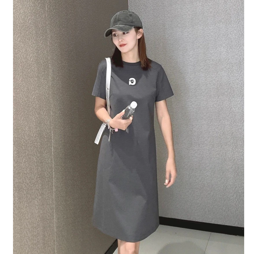 【专柜】商场同款夏新款简约时尚休闲显瘦A字短袖连衣裙女1500529