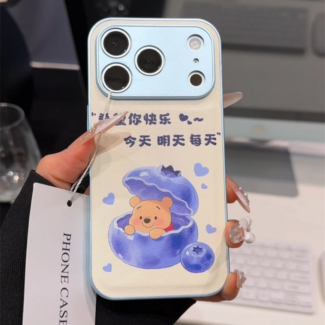 小熊维尼适用苹果17pro手机壳16PM金属皮纹oppo华为p80小米17pro