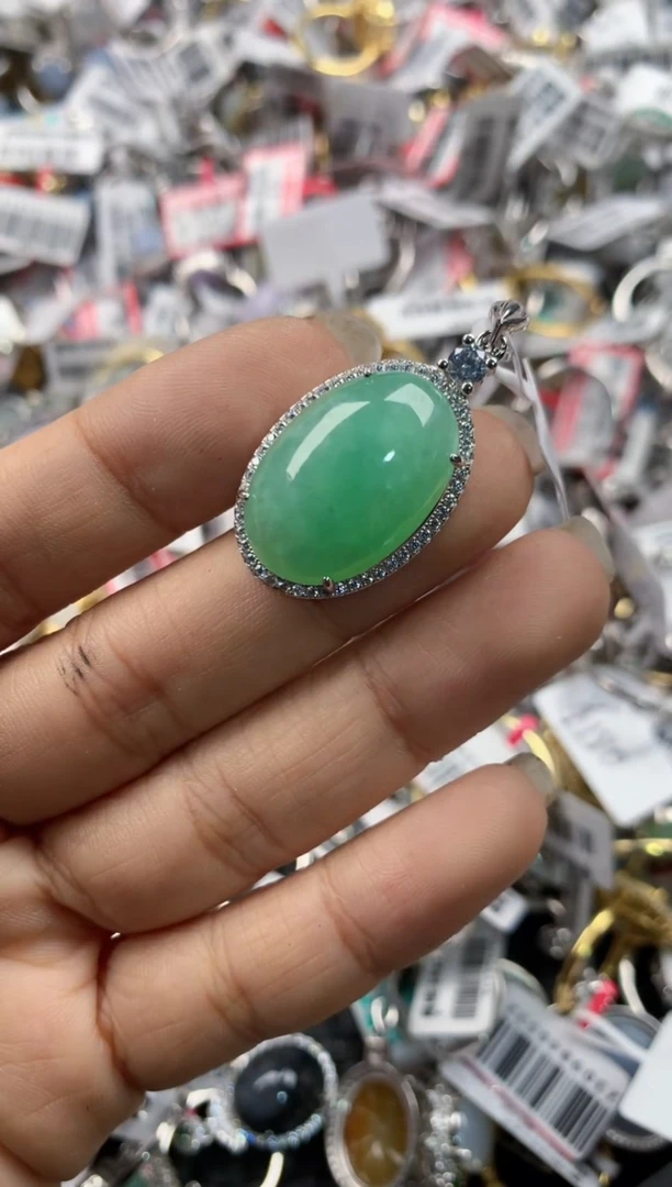 银S925镶嵌戒指翡翠15-15-15       5