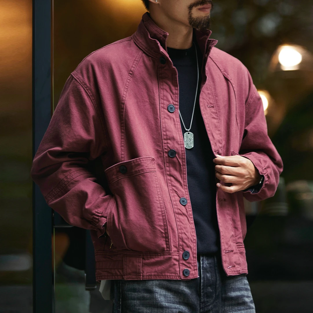 美式复古牛仔外套男2025春秋新款立领工装夹克男休闲猎装上衣