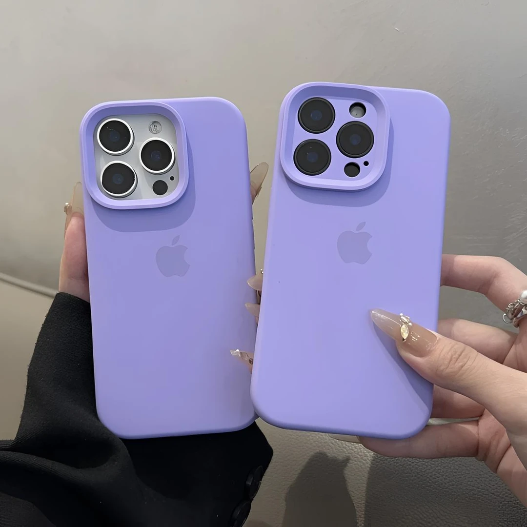 淡雅紫适用苹果16promax手机壳15液态硅胶iphone14简约13纯色1211