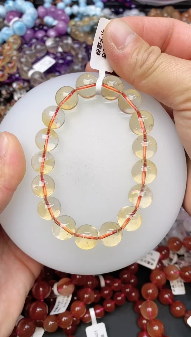 【闪购商品】水晶手链未镶嵌b72 黄阿塞12mm