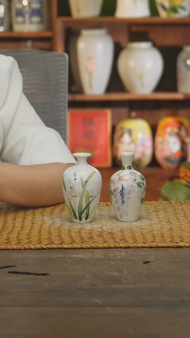 瓷片景德镇纯手工手绘花器摆件