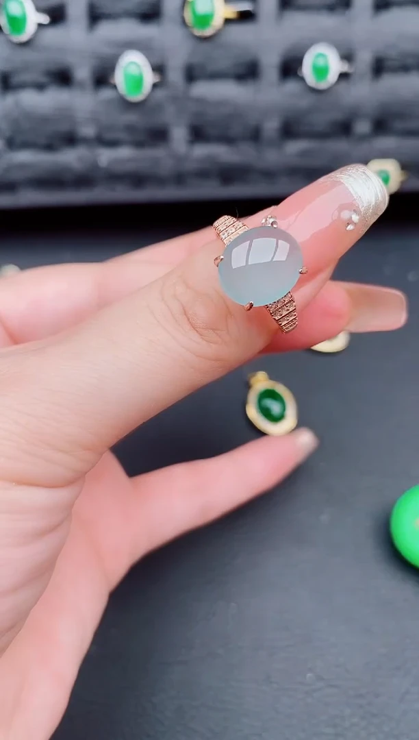 翡翠戒指银S925镶嵌天然a货翡翠568