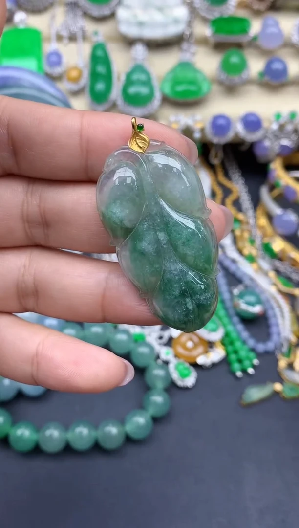 翡翠18K金镶嵌颈饰152-春日珠宝