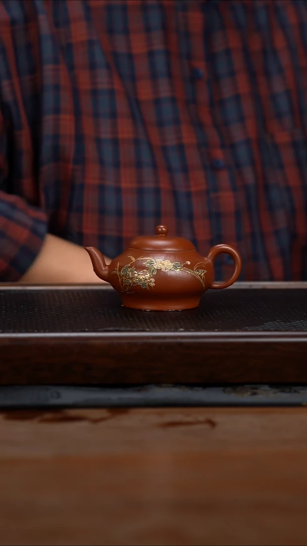 茶壶紫砂150cc原矿小煤窑朱泥扁灯20