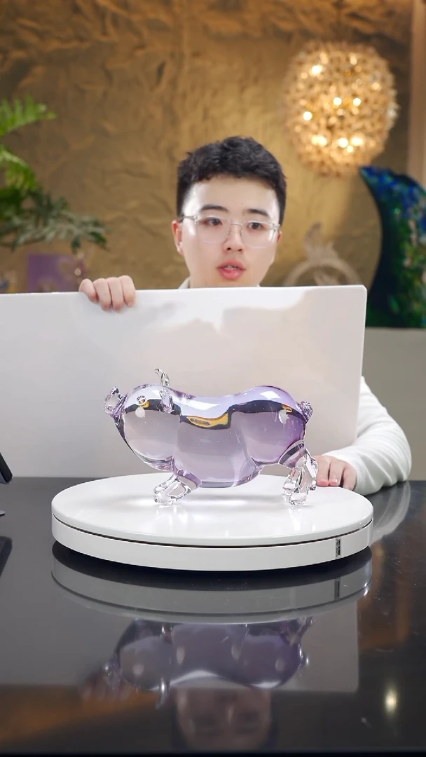 瓷片设计款金紫色小猪