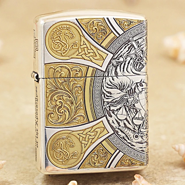 ZIPPO打火机镀银鎏金天启四骑士DY9912DK