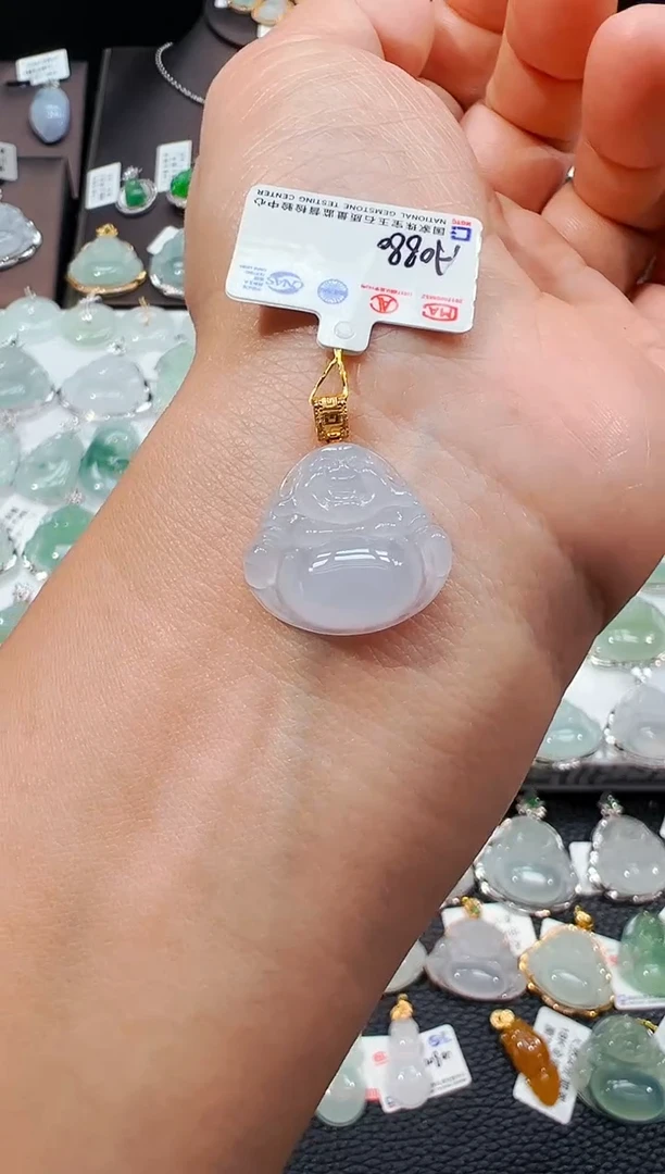 吊坠(不含链)18K金镶嵌翡翠佛公吊坠