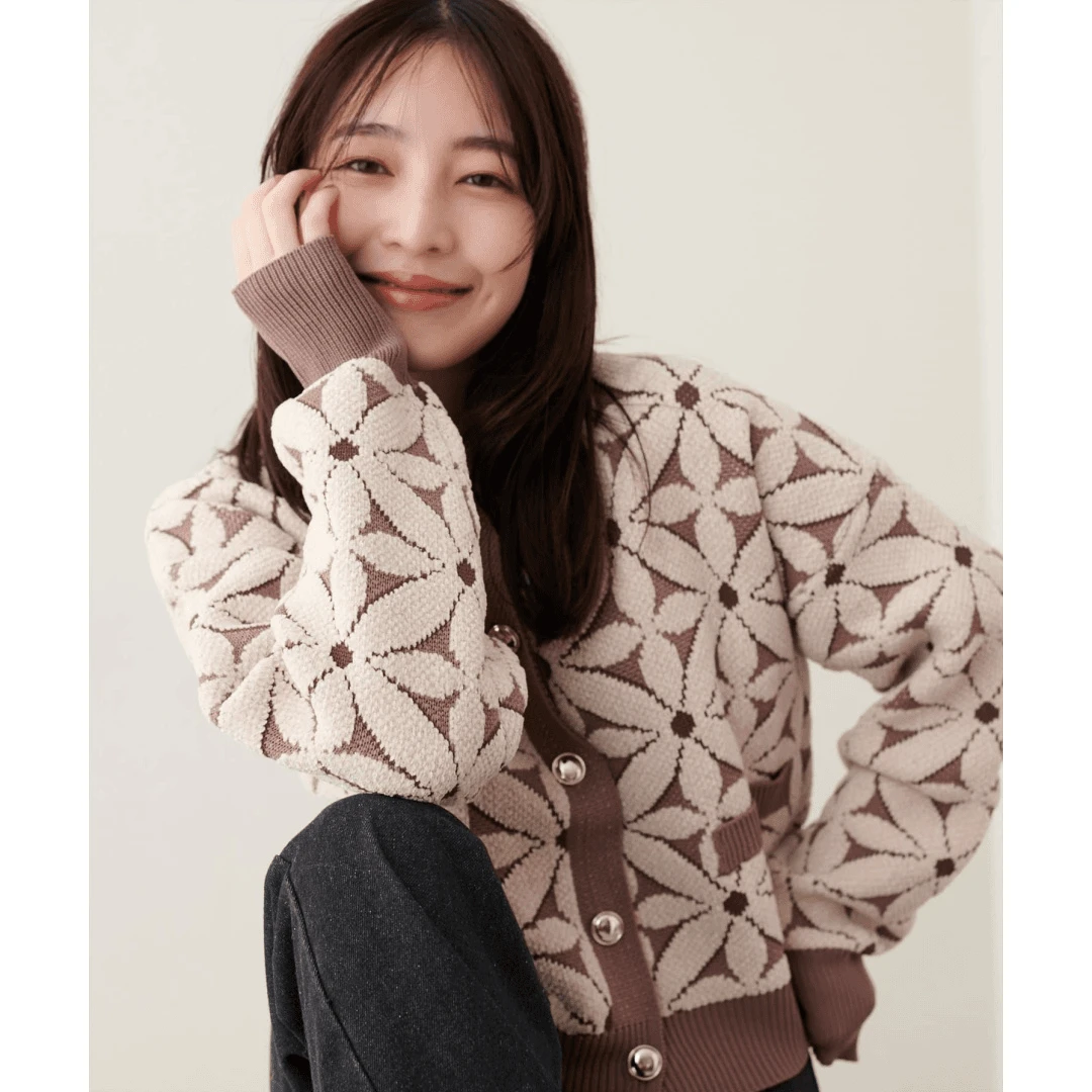 【Yumiko】秋冬上新 N 气质毛茸茸感提花毛衣针织衫