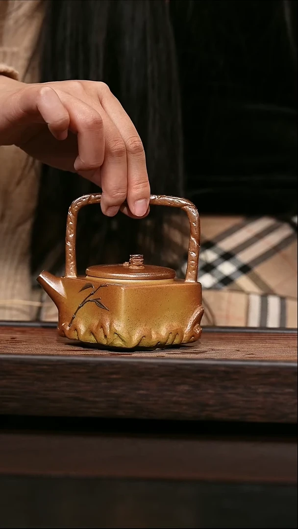 茶壶紫砂原矿紫砂壶  提梁