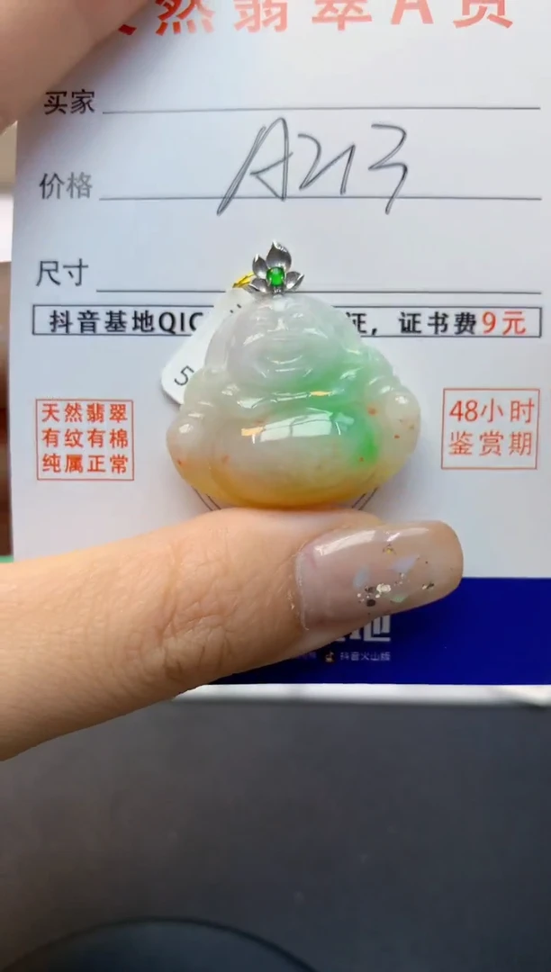 颈饰18K金镶嵌翡翠天然缅甸A货翡翠百元以上9元证书费自理