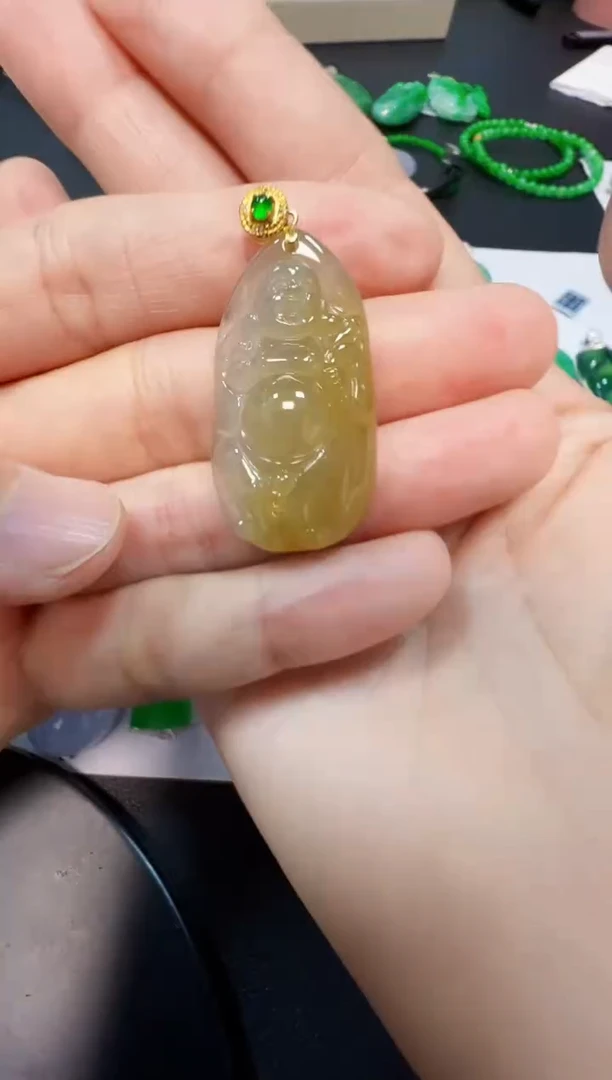 吊坠(不含链)18K金镶嵌翡翠3680