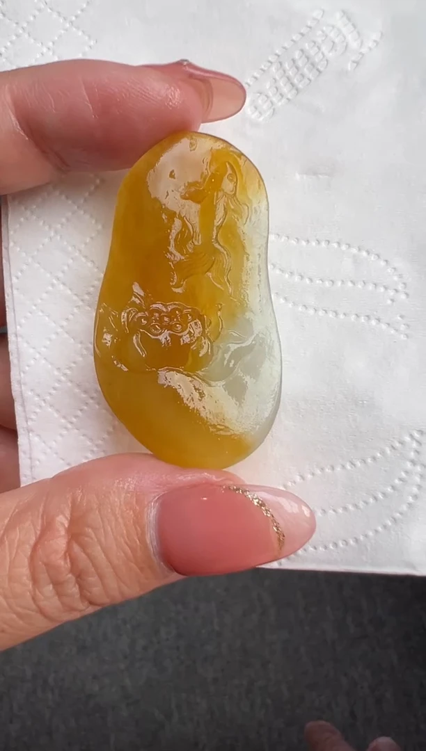 定制翡翠未镶嵌荷花鱼