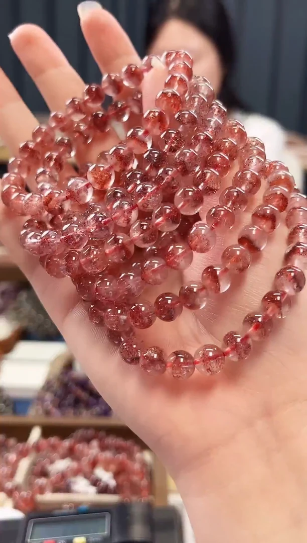 未镶嵌手串水晶金草莓超七单圈手串7mm【多样性发一】