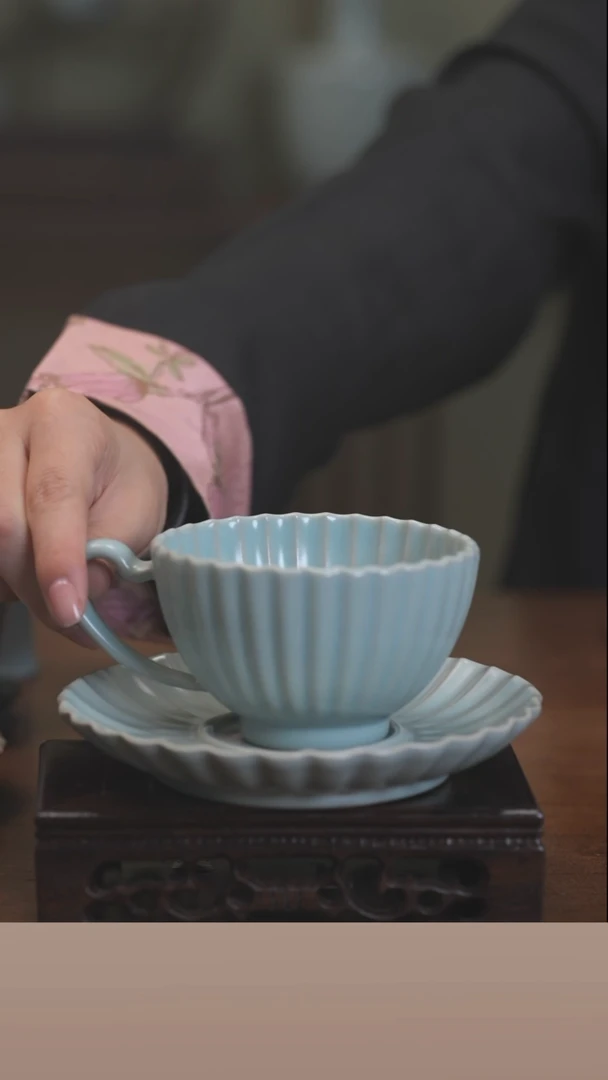 【闪购商品】清凉寺原产地仿古釉手工汝瓷咖啡杯