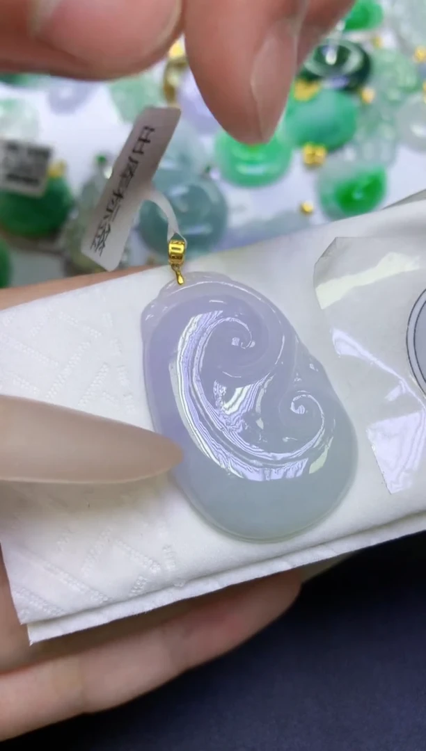 颈饰18K金镶嵌翡翠天然缅甸翡翠A货百元以上9元证书费自理