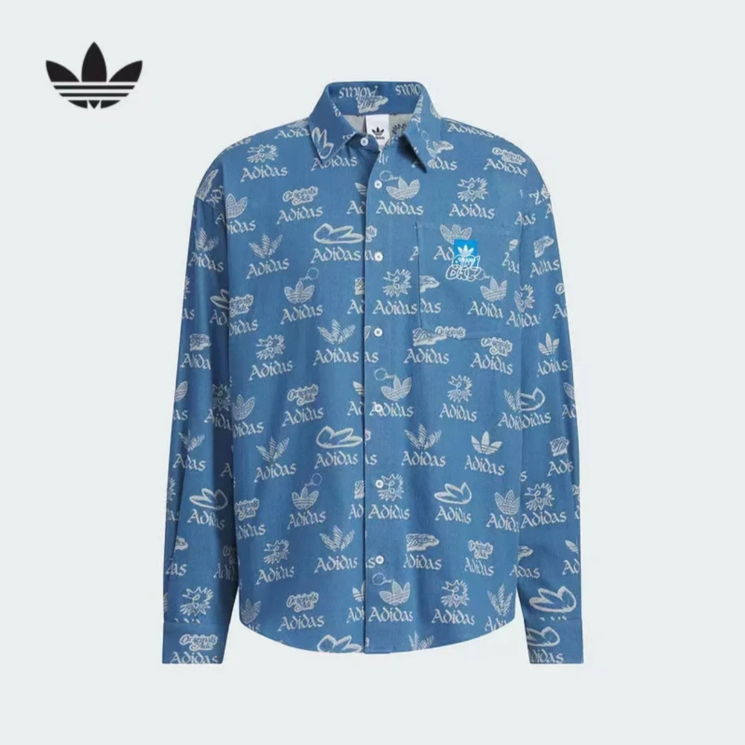【滔搏联动】adidas阿迪达斯三叶草 CS AOP 满印牛仔衬衣JN1662