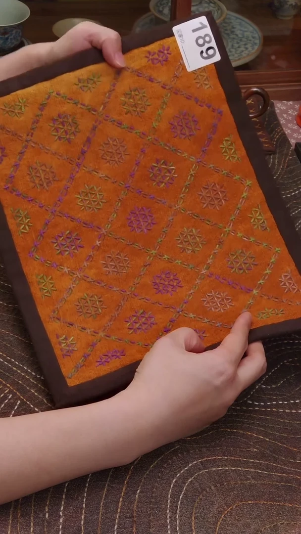 Cici手作刺子绣柿染壶垫杯垫-189