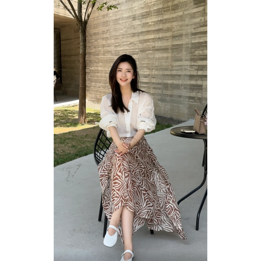 高腰半身裙女夏季气质减龄遮胯显瘦条纹裙子2505044