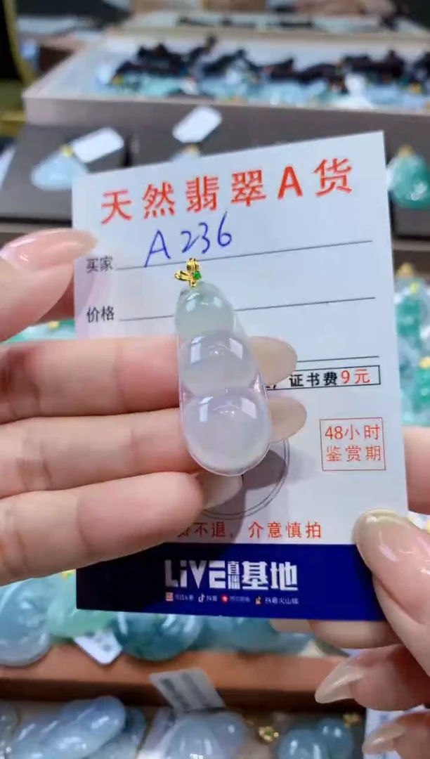 颈饰18K金镶嵌翡翠天然缅甸翡翠A货挂件