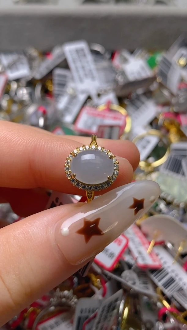 银S925镶嵌戒指翡翠百内无证书