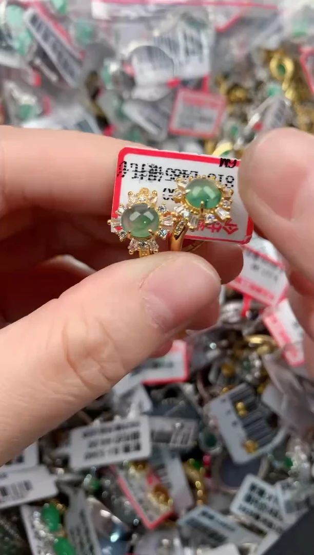银S925镶嵌戒指翡翠101010----1