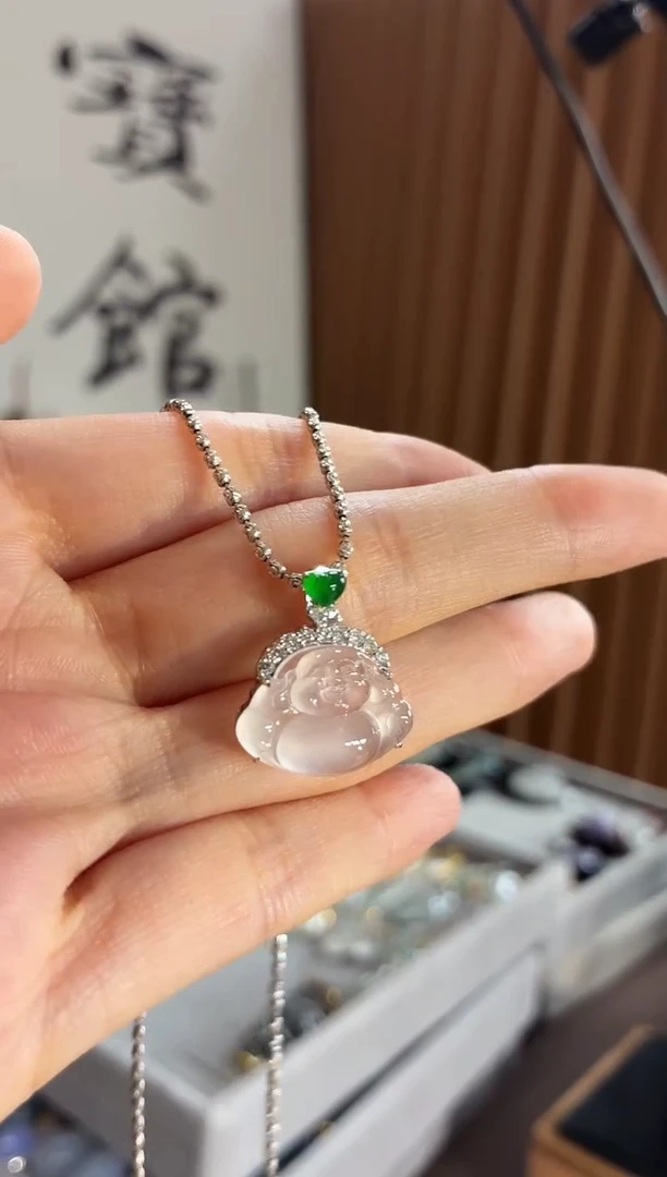 吊坠(不含链)18K金镶嵌翡翠吊坠