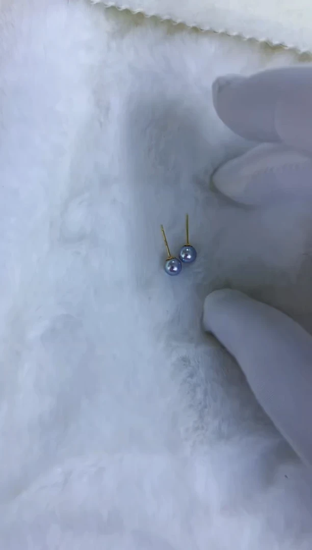 18K金镶嵌海水珍珠饰品5-6真多麻色素钉定制