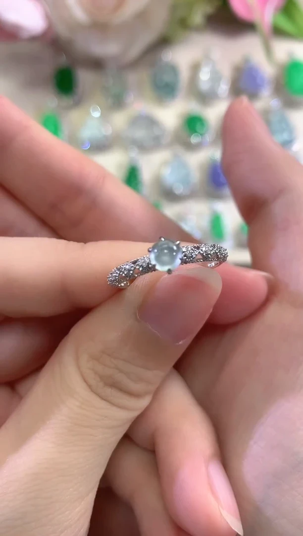 18K金镶嵌戒指翡翠春日珠宝 B15多样性一件发