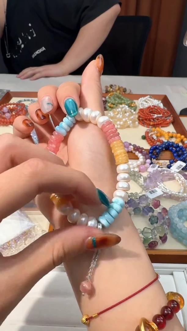 【闪购商品】针钠钙石（海纹石）手链银S925镶嵌A005四喜盘珠设计款