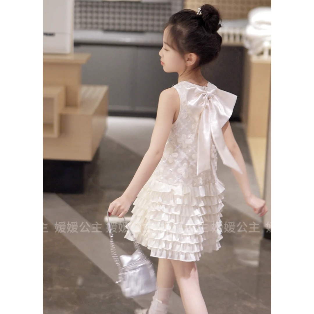 媛媛公主2025夏凉感轻薄无袖连衣裙女童周岁礼服公主裙15239Q068