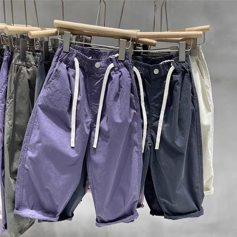 男童休闲裤2025夏装韩国儿童宽松纯色百搭萝卜裤运动长裤潮