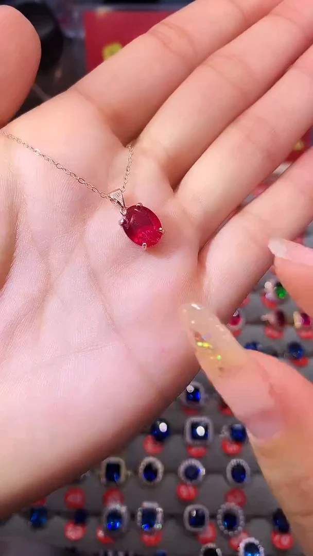【闪购商品】红宝石吊坠(赠链)银S925镶嵌111111