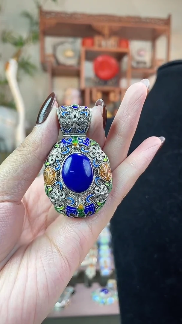 非遗手工花丝镶嵌吊坠