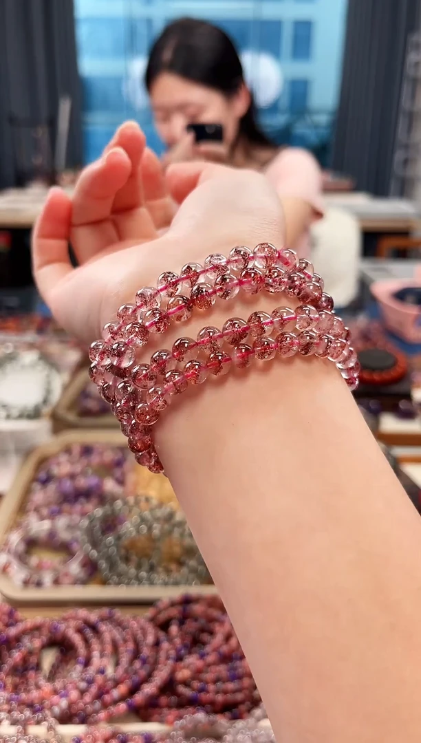 未镶嵌手串水晶金草莓超七单圈手串6mm【多样式发货】