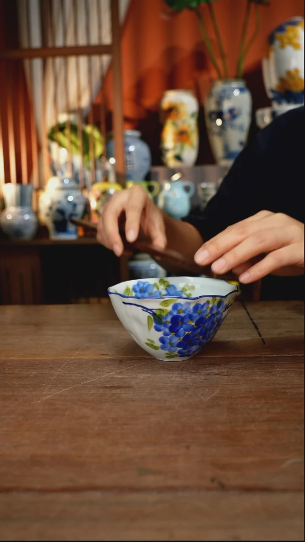 瓷片【简家甄选】景德镇设计师釉下手绘陶瓷餐具
