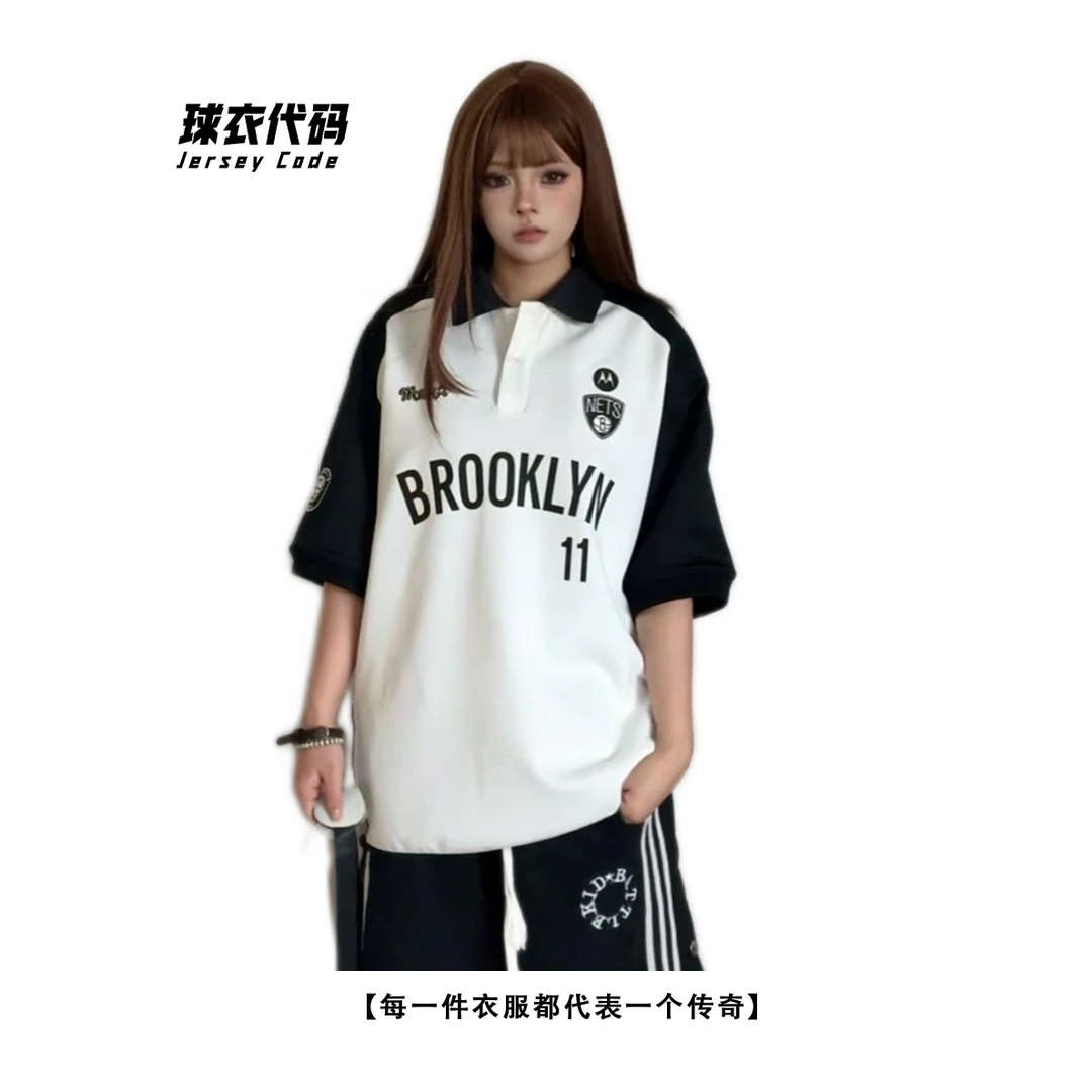 【711组合】篮网街头POLO-杜兰特-欧文美式球衣短袖男女同款A810