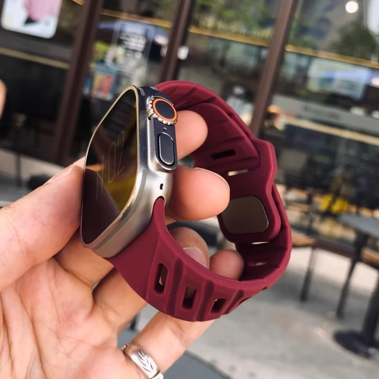 不对称美斜扣 适用苹果手表iwatch表带987硅胶s10反扣Ultra加宽25