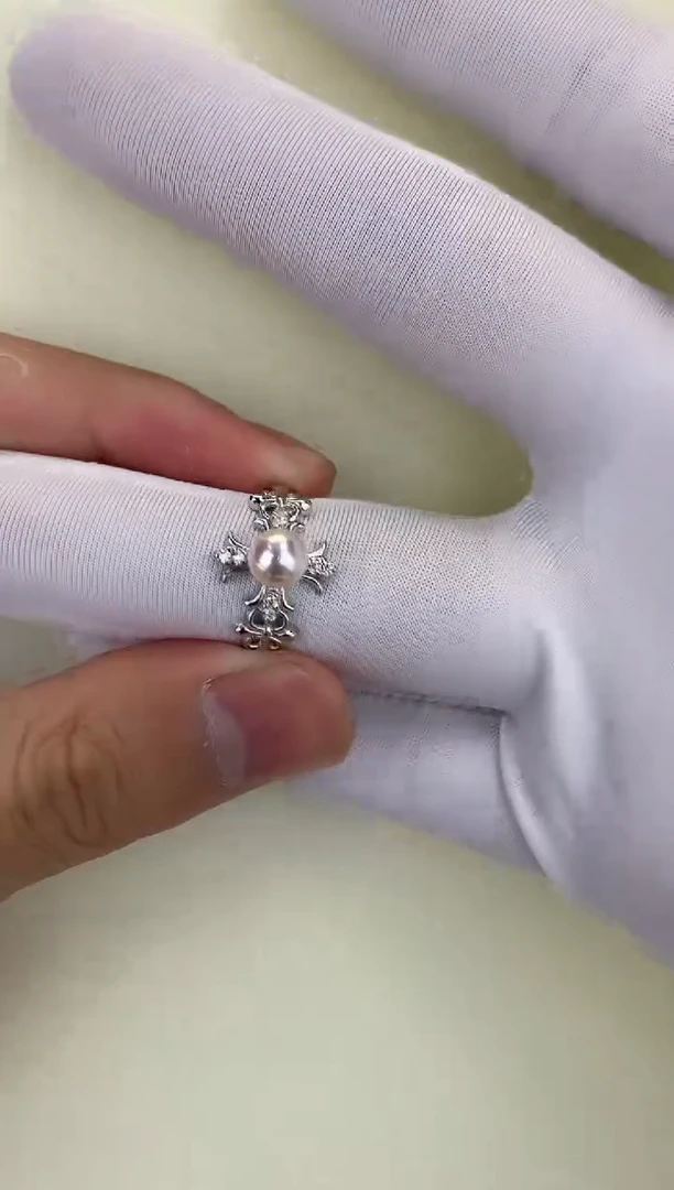 银S925镶嵌DA海水珍珠 GD168 戒指