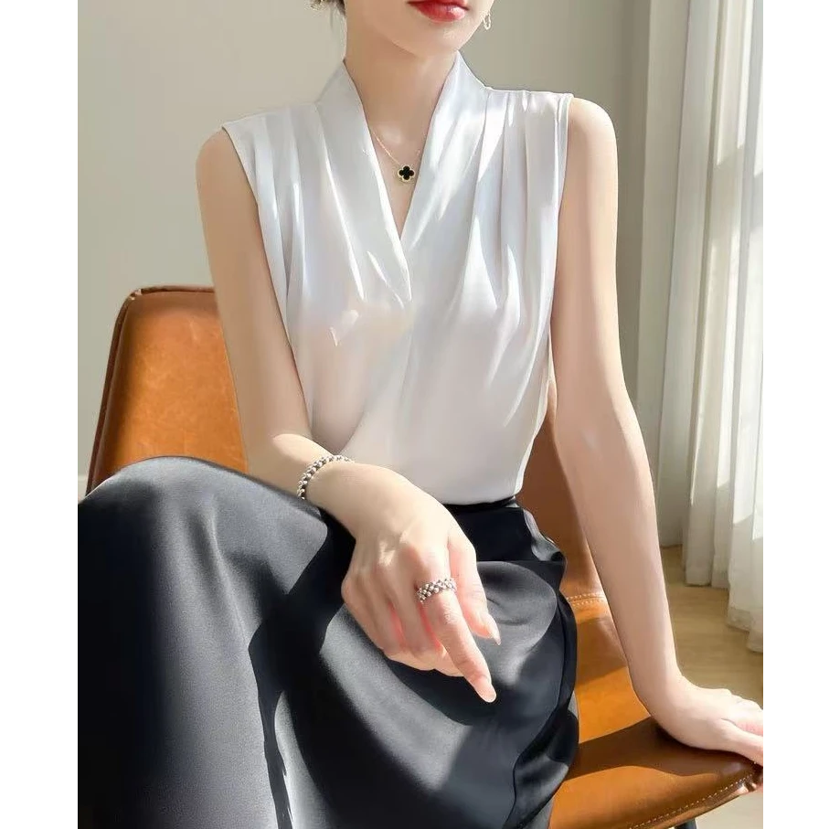 【气质款】V领无袖时尚内搭背心打底百搭外穿洋气显瘦通勤夏女上衣