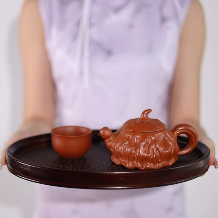 若兮中式古风家用竹制茶盘茶具收纳盘纯手工干泡台文玩收纳