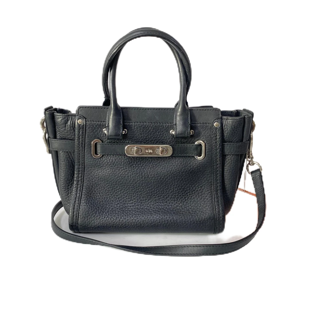 95新 COACH/蔻驰 黑色全皮swagger机车单肩手提斜挎包 Y-6025-B