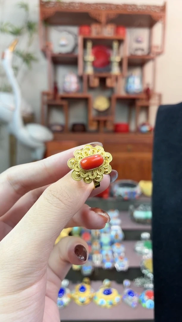 非遗手工花丝镶嵌戒指