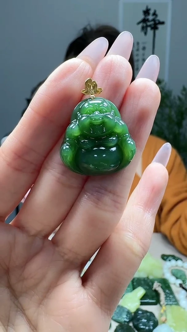 吊坠(不含链)18K金镶嵌和田玉1