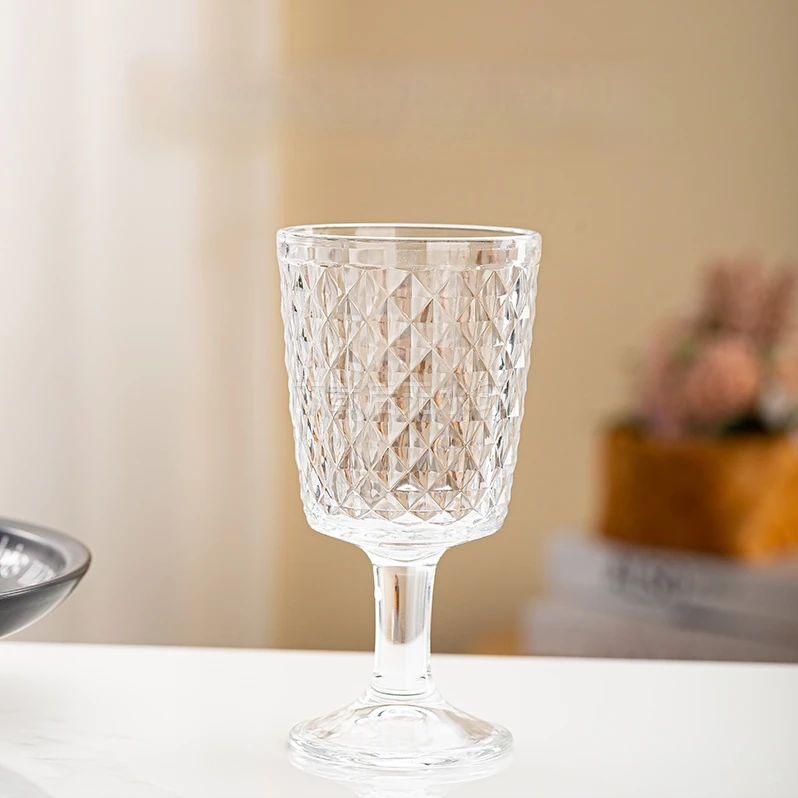 【浪漫法式】大号高颜值轻奢透明钻石款高脚杯红酒杯果汁杯香槟杯