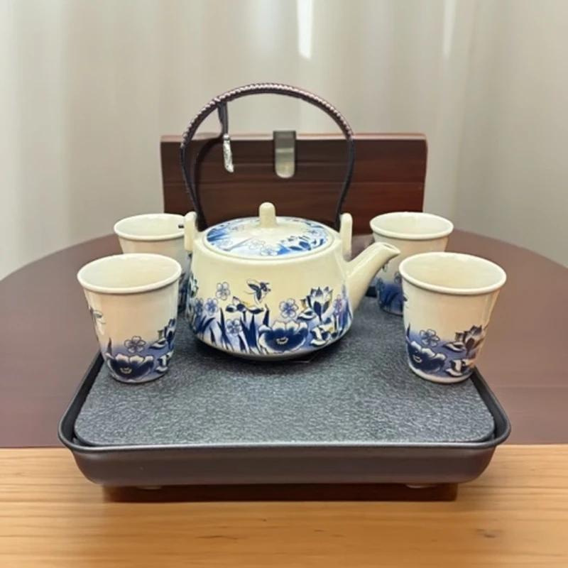 蝶恋花提梁壶四杯+加黑茶盘