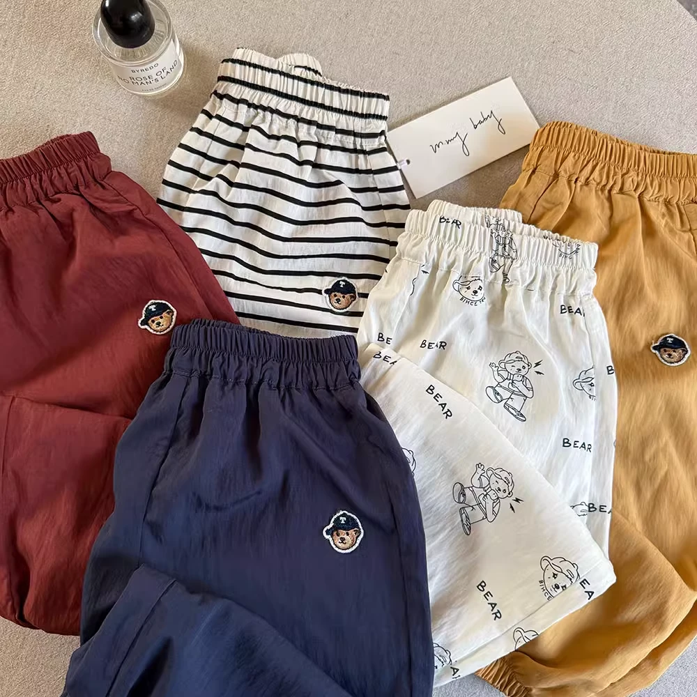 儿童薄款防蚊裤男女童韩版长裤宝宝夏季新款卡通条纹宽松灯笼裤潮