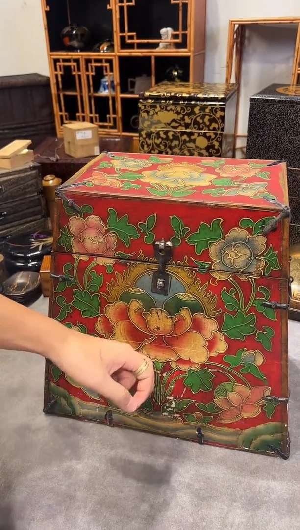 漆雕 金莳绘 收纳柜（清末）