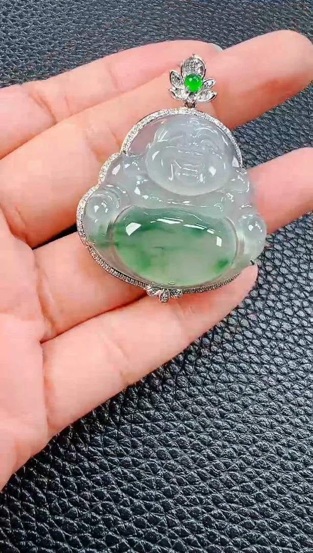 【闪购商品】翡翠吊坠(不含链)18K金镶嵌佛公吊坠1123